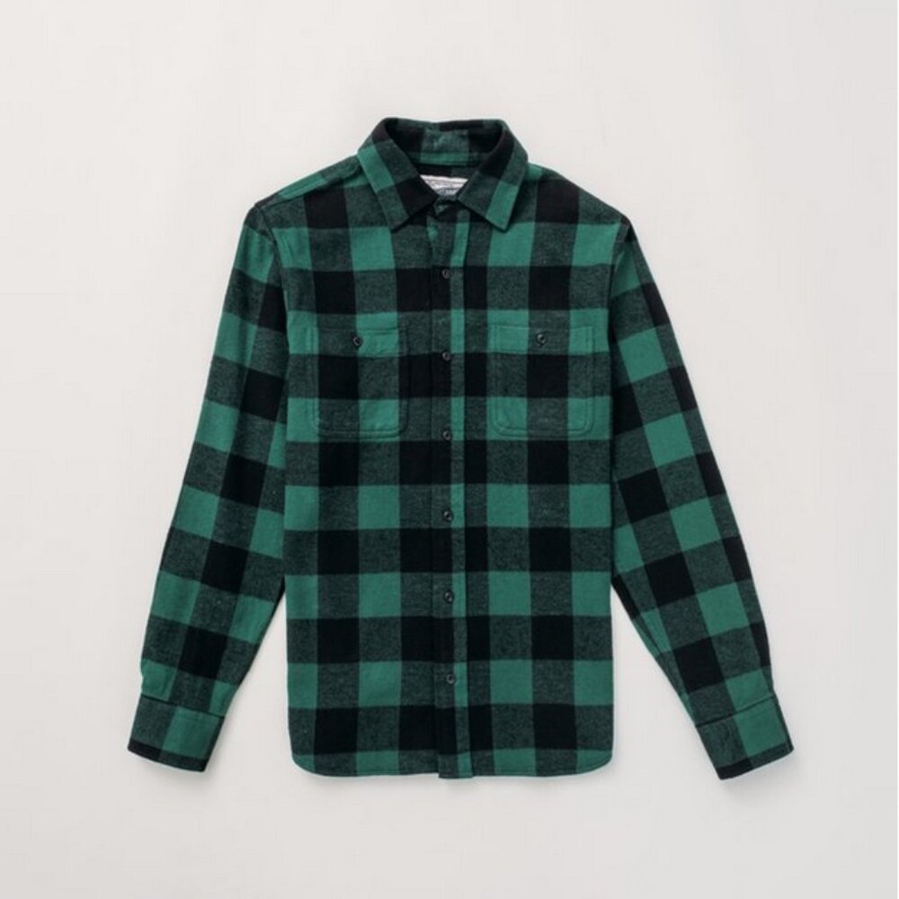 Schott NYC Buffalo Green Check Flannel Long Sleeve Button-Up Shirt Size XXL NWOT